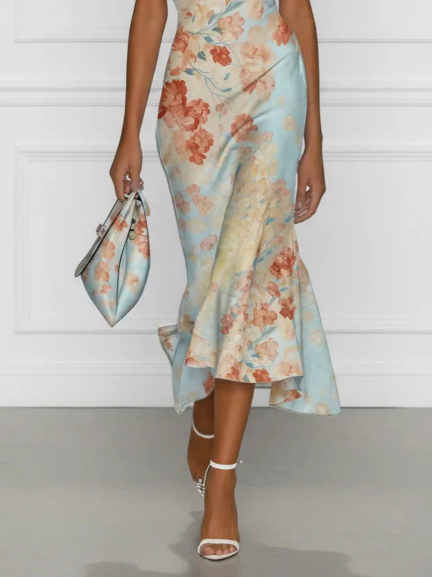 Vittoria - Vestido sin mangas y estampado floral en azul