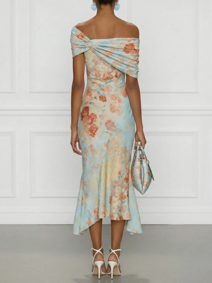 Vittoria - Vestido sin mangas y estampado floral en azul