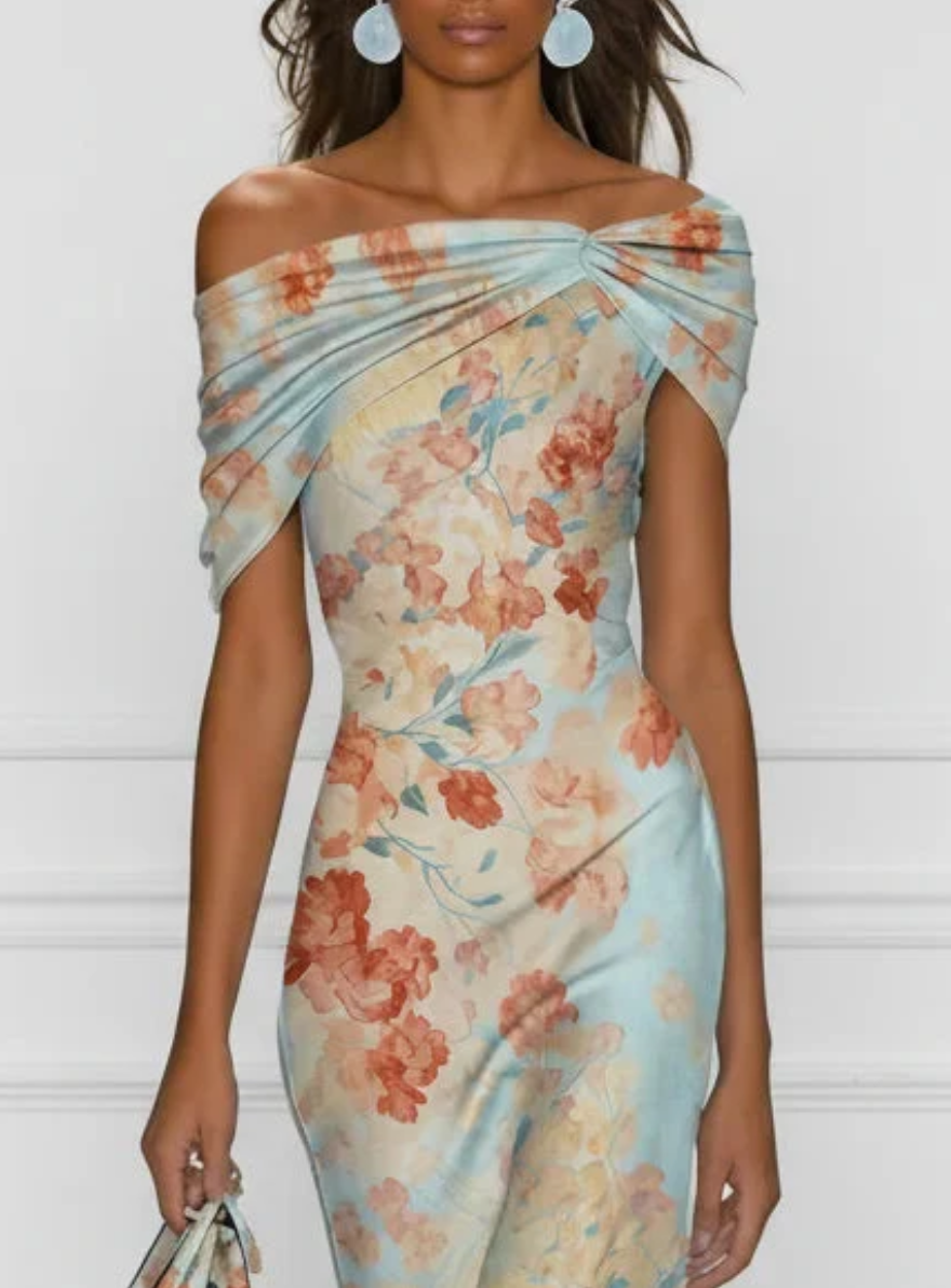 Vittoria - Vestido sin mangas y estampado floral en azul