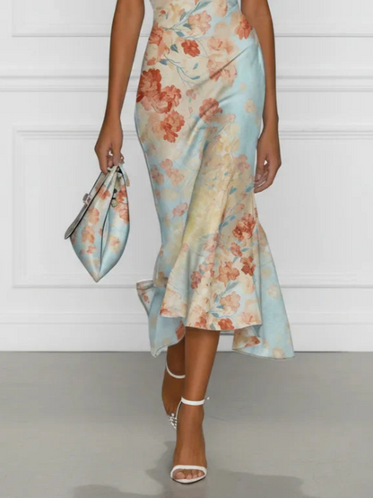Vittoria - Vestido sin mangas y estampado floral en azul