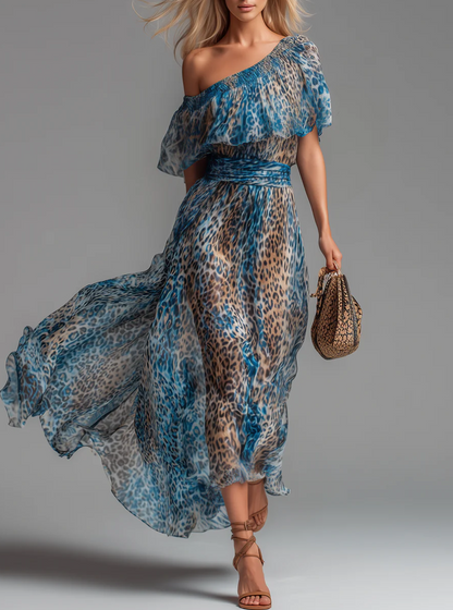 Selvaggia - Vestido de gasa con estampado de leopardo