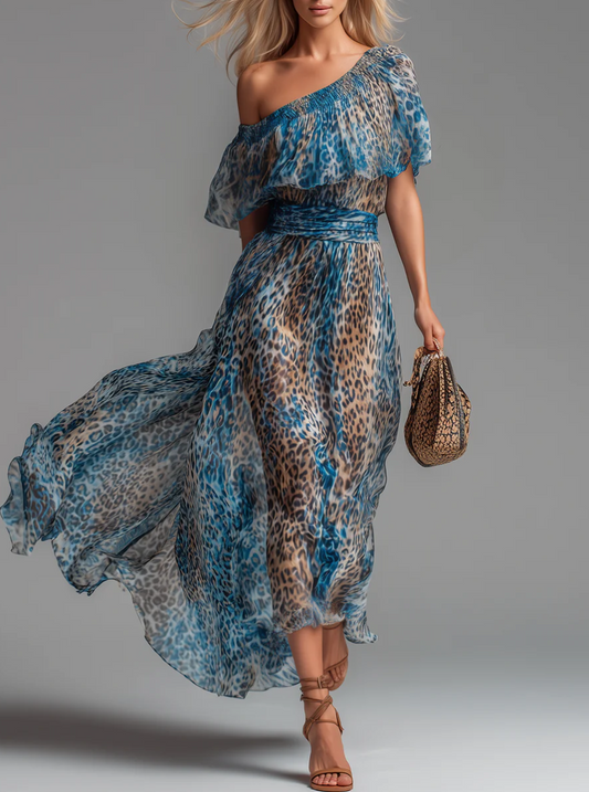 Selvaggia - Vestido de gasa con estampado de leopardo