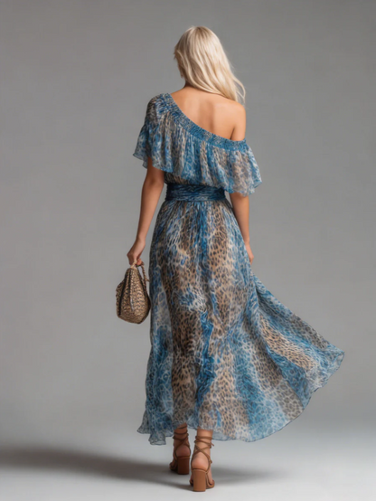 Selvaggia - Vestido de gasa con estampado de leopardo