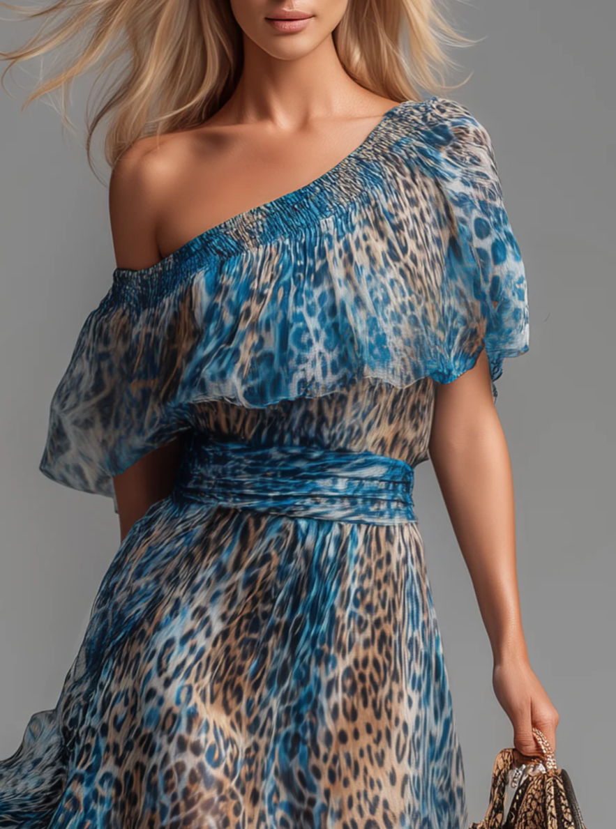 Selvaggia - Vestido de gasa con estampado de leopardo