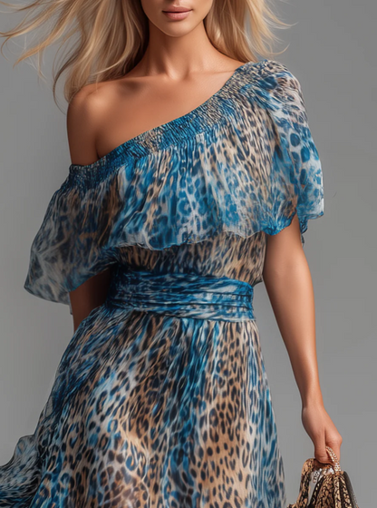 Selvaggia - Vestido de gasa con estampado de leopardo
