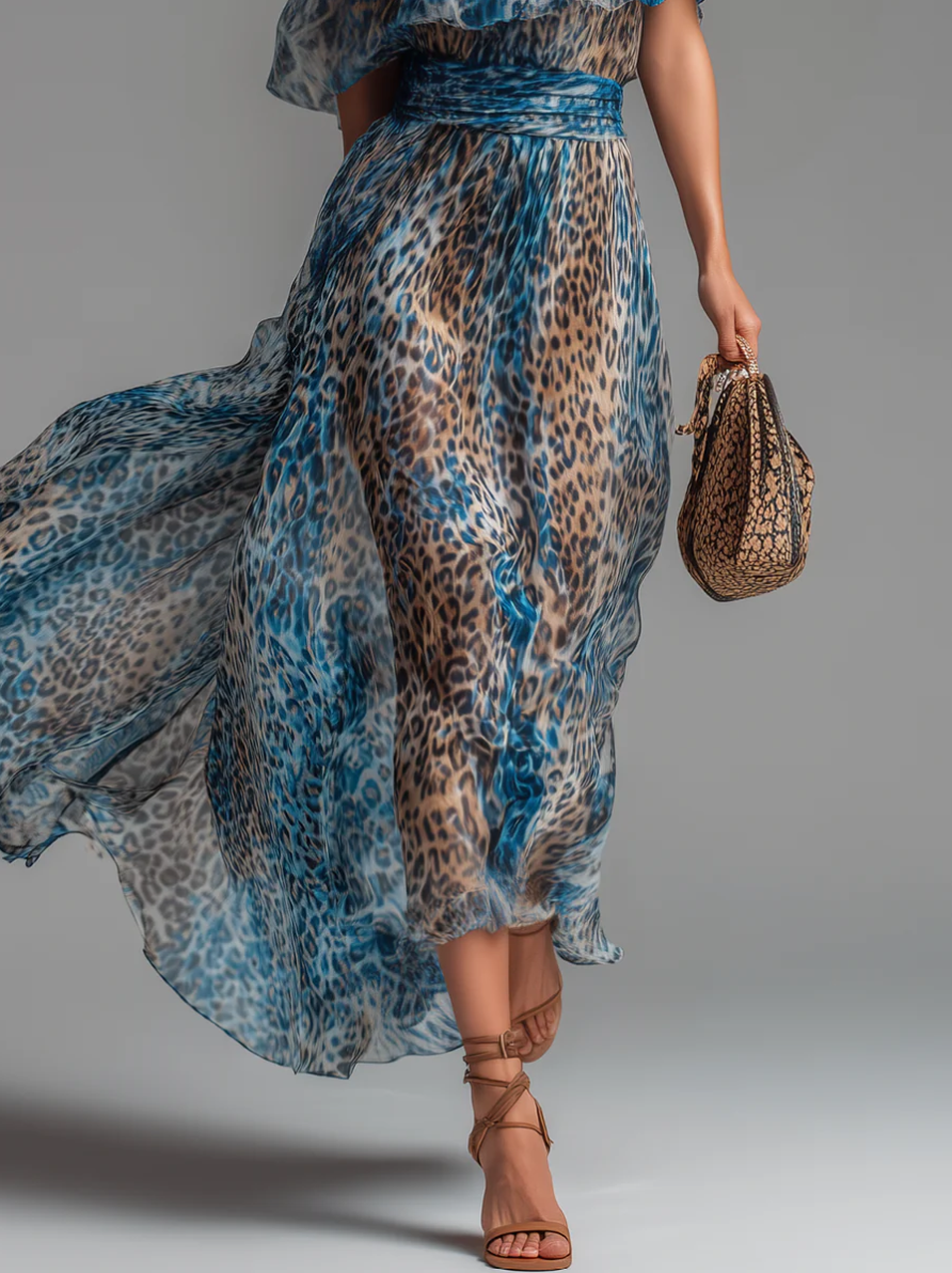 Selvaggia - Vestido de gasa con estampado de leopardo