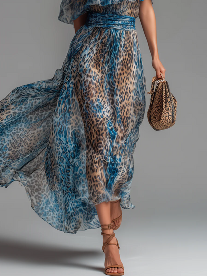 Selvaggia - Vestido de gasa con estampado de leopardo
